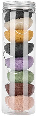 Konjac Sponge Set, 8pcs Color Round Type 100% Konjac Wash Face Flutter Natural Facial Care Body Spugne Esfoliante delicato