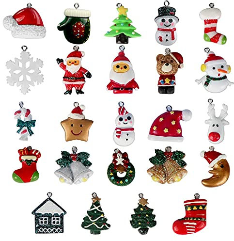 Weihnachtsanhänger, 24 Stück Mini Anhänger Weihnachten Deko, Miniatur Weihnachtsbaum Anhänger, zum Hängen Weihnachten Dekoration