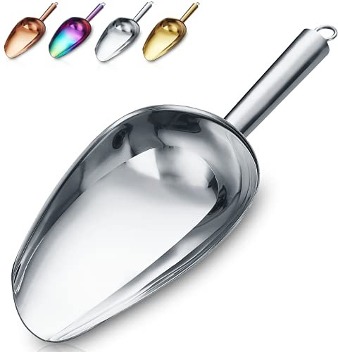 Cuchara Para Helado, Cuchara Para Galletas De Acero Inoxidable De Primera Calidad, Cuchara Para Hielo A La Moda, Cuchara Para Harina Resistente, Apto Para Lavavajillas (Plateado/8 OZ / 9 Pulgadas)