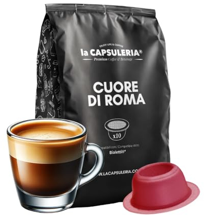 La Capsuleria - Café COEUR DE ROME - goût équilibré (80 Capsules) compatible avec Bialetti (également avec modèle Gioia)