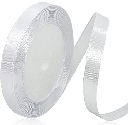 Weiss Satinband 10mm x 22 Meters Schleifenband Weiß Geschenkband Dekoband Stoffband für Geschenk, Basteln, Nähprojekte, Haarschleifen, Brautstrauß, Hochzeits Dekoration