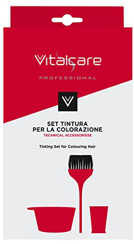 Vitalcare | Set Tinta Capelli, Set di 3 Strumenti per la Colorazione dei Capelli, (1 Ciotola + 1 Misurino 135 ml + 1 Pennello)