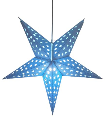 YEPSIO Papierstern-Laterne, Lampenschirm, Papier, Stern, groß, 60 cm, Stern, hängende Dekorationen für Weihnachten, Hochzeit, Heimdekoration, Geburtstagsparty (blau)