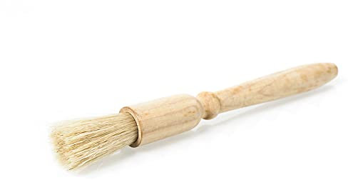 ANGIX 1 x Pastry Brush with Natural Bristle & Comfortable Wooden Handle, BBQ Basting Brush for Baking & Grilling - 2cm x 2cm x 19cm