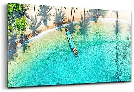 Wallfluent Malerei an der Wand 120x60 cm Fotografie Zwei Anhänger Modern Glasbild - Tropenstrand in Koh Tao