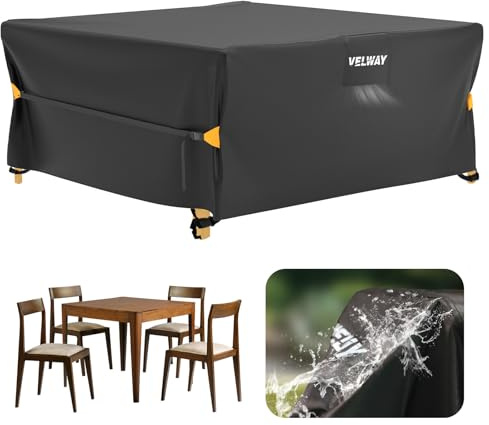 Velway Funda para Muebles de Jardín Impermeable - Funda Mesa Jardin de Exterior Cubierta Protectora a Prueba de Viento para Muebles de Jardín Cuadrado (Negro 200x200x71cm)