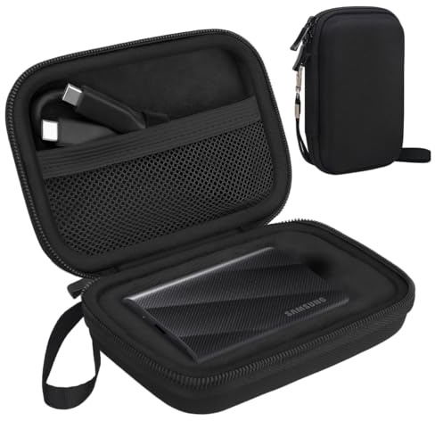 Lacdo Funda para Disco Duro Externo para Samsung T9 Portable Solid State Drives 1TB 2TB 4TB USB 3.2 Disco Estado Sólido Externos Portátil 2.5 Estuche rígido Bolsa, Negro+Negro