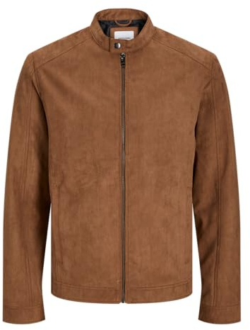 JACK&JONES PLUS JJEDYLAN CLEAN Faux Suede Jacket PLS Chaqueta de ante para hombre, coñac, 3XL, coñac, XXXL