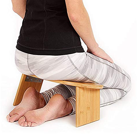 Zusammenklappbare Meditationsbank mit arretierbaren magnetischen Scharnieren – Meditationssitz – zusätzliche tragbare Reise-Tragetasche – ergonomischer Bambus-Yoga-Hocker