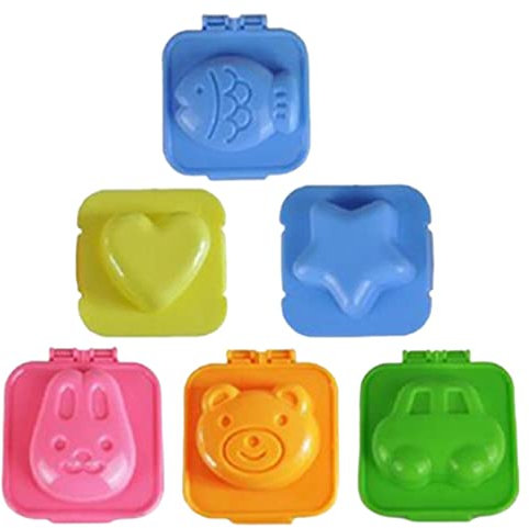 Onigiri Schimmel, Reiskugelhersteller, gekochte Eierform 3D Cartoon Sushi Reisformen 6pcs Plastik Egghaper DIY Werkzeuge Bento Zubehör