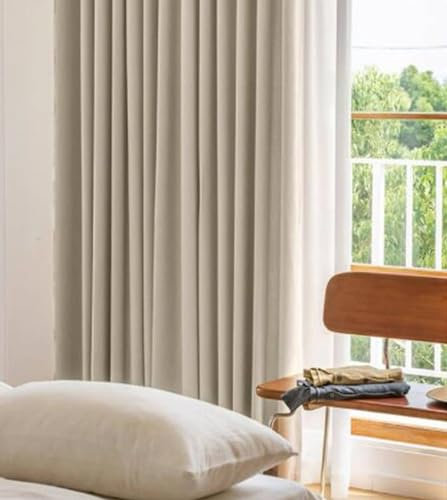 Musihy Verdunkelungsvorhang Hitzeschutz, 102 x 214 cm Hell Apricot Thermoisolierte Fenster Gardinen mit Ösen für Schlafzimmer/Wohnzimmer