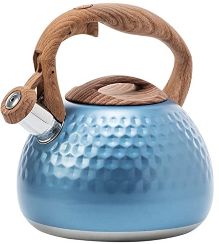 CAFIEDR 3L Edelstahl Pfeife Teekanne Herd Emaille mit Hitzebeständigem Griff Gas Induktionsherd Wasserkocher