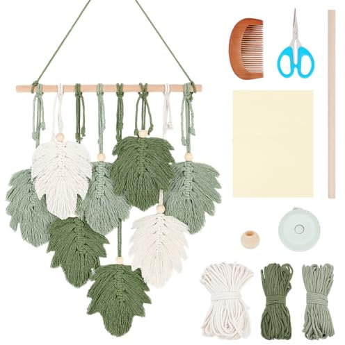 ORIGACH Makramee Wandbehang Set für Anfänger, Makramee Monstera Kit Mit Anleitung Makramee Knüpf-Set Zum Basteln und Knüpfen Set für Makramee Wandbehang Dekoration