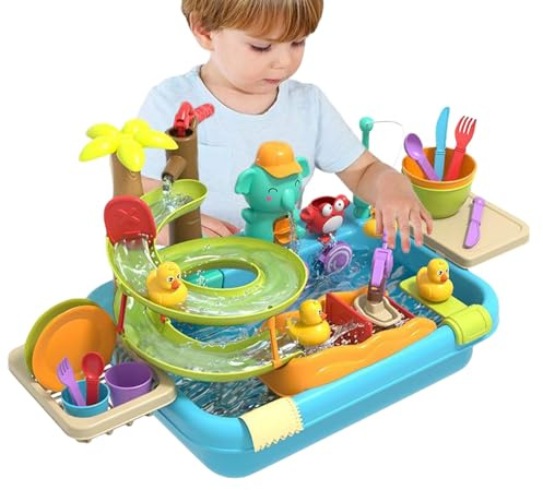 MLqkpwy Water Sink Toy, Pretend Sink with Running Water | Floating and Fishing Toys for Dishwasher and Swimming Pool 4 in 1, Floating and Fishing Toys for Swimming Pool, Game Toy