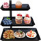 Lnopever Alzata a 3 ripiani, in acciaio nero, girevole a 360°, in metallo, per frutta, 3 ripiani, per dessert, torte, dolci, biscotti e frutta, 24,8 x 16 x 26,3 cm