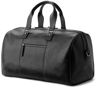 DRAKENSBERG Leder Weekender 'Romeo' (48cm) kleine Elegante Reisetasche, Damen, Herren, zulässiges Handgepäck | 35L, Schwarz, DR00540