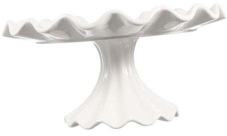 Cabilock Soporte De Postres De Cerámica Redondo Pedestal Ondulado 24 Cm, Plato Para Presentación De Frutas y Pasteles, Bandeja Versátil Para Bodas y Celebraciones