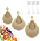 3 Piezas Cesta Colgante, Cestas Colgantes de Pared Hechas a Mano, Estante Tejido con Gancho, Cestos para Colgar Tejida, Mano Montable en la Pared, Cestos de Almacenaje para Frutas, Vegetales (Marrón)