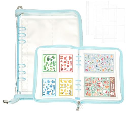 PATIKIL Sticker Organizer Binder, Reusable A5 Sticker Album Collecting Book Glitter Cover Zipper Binder with 180 Pocket, Blue
