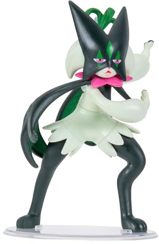 Pokémon Meowscarada Battle Feature Figure - Figura de Batalla Meowscarada de 4.5 Pulgadas con Ataque Slash