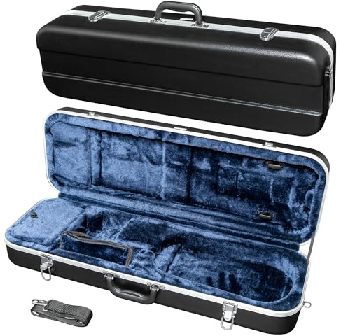 MI&VI NS-5150 ABS Hard Violin Case 4/4 (Full Size) with Adjustable Straps | Velvet Plush Cushion | Hardshell Case for 4/4 Sized Violins (Blue)