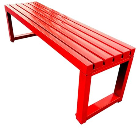 Stahl Gartenbank Lamellen, Sitzbank Wetterfest 2-Sitzer für Hof, Garten, Terrasse, Balkon(Red,120x40x45cm)
