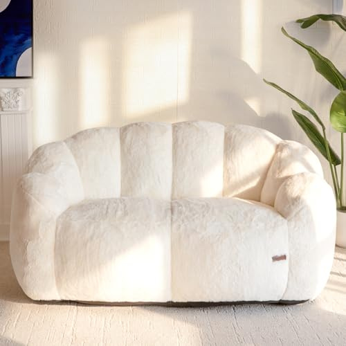 MAXYOYO Floral Shaped Bean Bag Includes Filling, Loveseat Sofa, Faux Fur