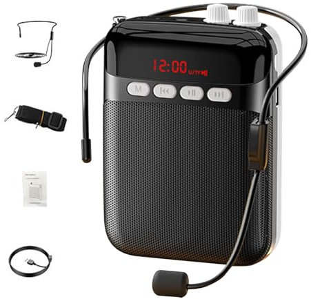 Amplificateur de voix – Amplificateur vocal portable | Appareil d'enregistrement vocal, amplificateurs de voix rechargeables pour enseignants, longue durée de vie de la batterie, sangle réglable pour