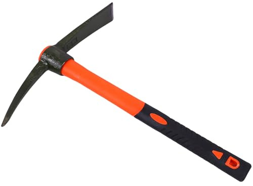 Heavy Duty Miniature Pick Mattock with Fiberglass Handle Garden Hand Tool for Gardening Digging & Camping Landscaping Heavy Duty Mattock
