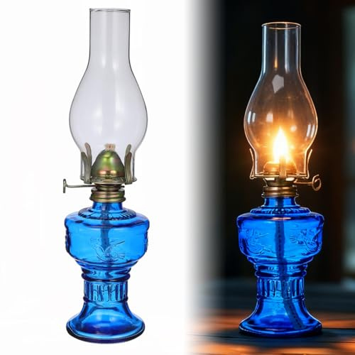 Cabilock Retro Öllampe aus Glas Hitzebeständige Vintage Kerosinlampe Dekorative Petroleumlampe für Wohnzimmer und Tischbeleuchtung