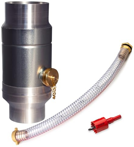 IGarden 87 mm regnvattensamlare med 45 cm slang- och tunneanslutning för fallrör, galvaniserad stålplåt + aluminium, regnsamlare med dubbla väggar, dropprör DN87 vattensamlare (87 mm)