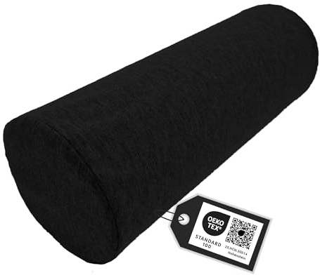 Tiga-Med Orthopädische Nackenrolle, Schaumstoff, Schwarz oder Anthrazit, 40x15cm, Abnehmbarer & waschbarer Bezug, für Nacken/Knie/Rücken, OEKOTEX Zertifiziert (1, Schwarz)