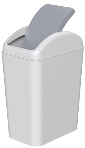 Oymlclivisa 4.5 Gallon Slim Swing Lid Trash Bin, Plastic Swing Top Trash Can, Gray