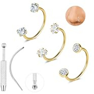 AoedeJ 18G Horseshoe Nose Rings Studs Internally Threaded Nose Ring | Stainless Steel Double Gem Horse Shoe Nose Ring Cartilage Tragus Earrings Hoops Helix Lip Piercing Jewelry for Women Men
