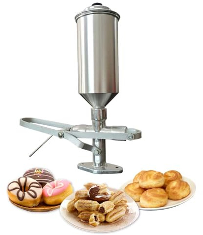 iBLENDAR Riempitrice Per Churros, Utensile Da Cucina Manuale Con Serbatoio In Lega Di Alluminio Da 1,8 L Per Crema, Marmellata E Crema Pasticcera