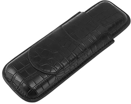 BAFOVY Cigarrfodral med 2 Fingrar Cigarrfodral i Konstläder för 2 Cigarrer med Skärficka Mikrofiberglasyr Fina Sömmar för Resor Business Office