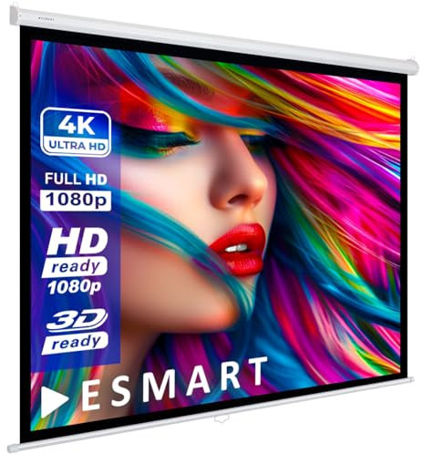 ESMART Economy EXR Rollo-Leinwand 217 cm Bild 200 x 200 cm (111) | Format 1:1 | Heimkino Beamer Projektionsleinwand Rollo Leinwand LCD LED