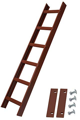 Alu Dachleiter Set Rotbraun, 1,68 m mit Dachhaken (50 mm gekröpft für Pfannenziegel) Set inkl. Auflageschutz und Aushebesicherung, Made in Germany, DEKRA geprüft