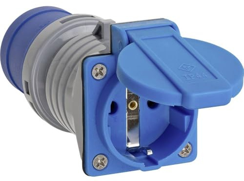 Brennenstuhl CEE Adapter/Caravan-Adapter IP44 (3-poliger CEE Stecker: 230V/16A, Schutzkontakt-Steckdose: 230V/16A, für den Außenbereich, ideal für Camping)