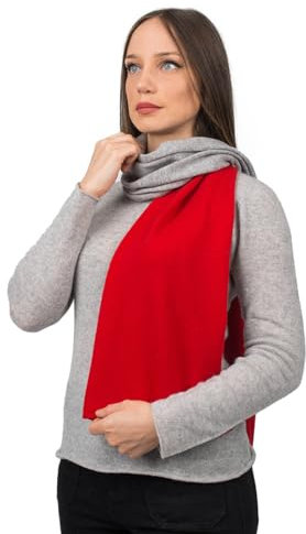 Dalle Piane Cashmere - Zweifarbiger Schal aus 100% Kaschmir - Made in Italy - Mann/Frau, Farbe: Rot, Einheitsgröße