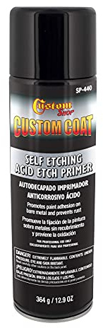 Custom Shop Self Etching Primer Spray - 12.9oz Gray Acid Etch Primer for Metal, Aluminum & Stainless Steel - Fast Drying Automotive Etching Primers, Pre Truck Bed Liner Primers for Bare Metal