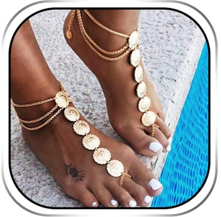 Yean Vintage Totem Fußkettchen Sun Flower Knöchel Armband Strand Gold Schmuck für Frauen und Mädchen 1 Pcs