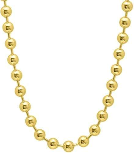 925 Sterling Silver 1.5MM 2MM 3MM 4MM Silver Bead Ball Chain Necklace,14K Gold Plated Sterling Silver Bead Necklace, Made In Italy, Men and Women Jewelry Accessories, Beaded 16-30 Inch, Metal