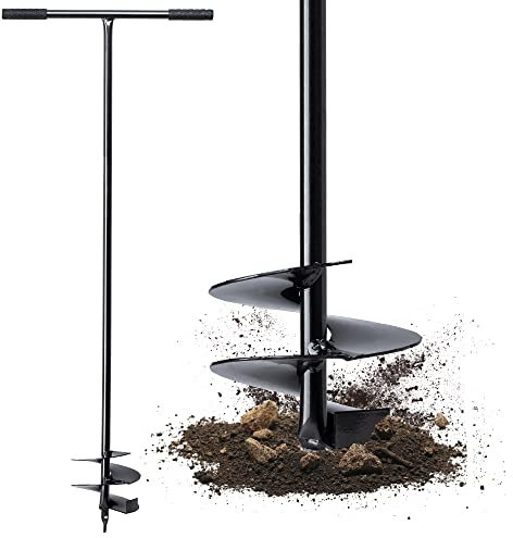 KADAX Fence Post Auger, Manual Hand Spiral Drill for Garden, Post Hole Metal Digger, Ground Digger for Gardening, Planting (Black, 170 mm)