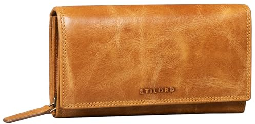 STILORD Ellen Leder Geldbörse Damen RFID und NFC Schutz in stilsicherer Geschenkbox Großes Portemonnaie Geldbeutel aus echtem Leder Farbe:Perugia-braun
