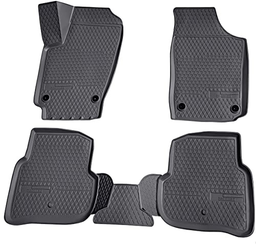 Recambo 3D Gummi Fußmatten kompatibel für VW Polo | 6R / 6C | BJ 2009-2017 | Auto Gummimatten | Passgenau | mit Rand | schwarz