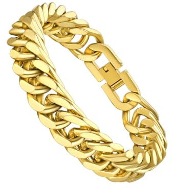 Richsteel Armband Herren Panzerkette Edelstahl Armbänder Herrenarmband | Silber/Schwarz/Gold Edelstahl Panzerarmband 6/8/12/17mm breit 19/21/23cm lang Cuban Gliederarmband Herrenschmuck Hip Hop