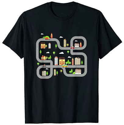 Spielmatte Fahrzeug Straßenbahn Auto Straßenkarte T-Shirt