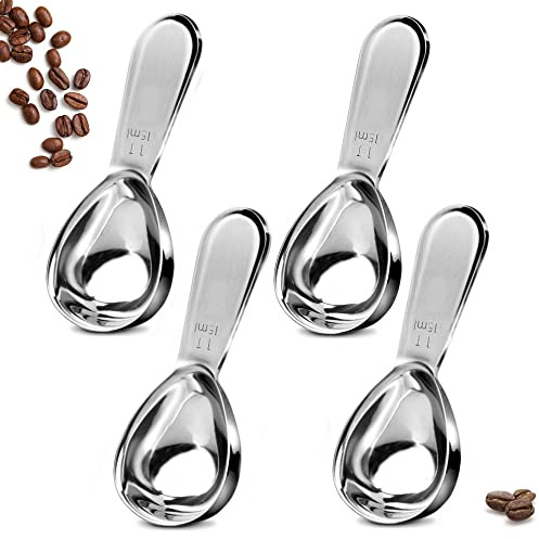 4 Pieces Coffee Scoop Stainless Steel Coffee Scoops Short Handle Tablespoon Measuring Spoons for Coffee Tea Sugar Flour