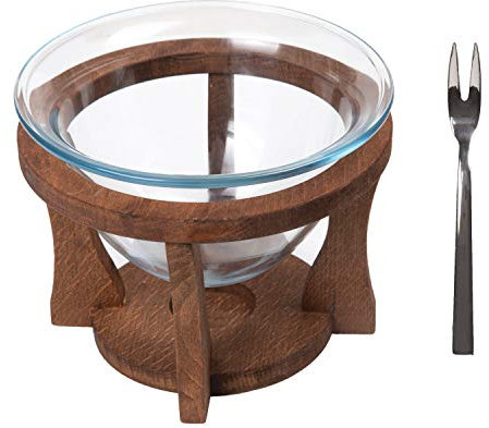Joy Kitchen Fondue-Set aus Holz inkl. Gabeln - Set für zwei | Fonduetopf | nachhaltiges Fondue-Set | Fonduegabeln | Fonduebrenner Teelicht | Fondue-Set-Tisch | Küchenzubehör | nachhaltiges Geschenk |